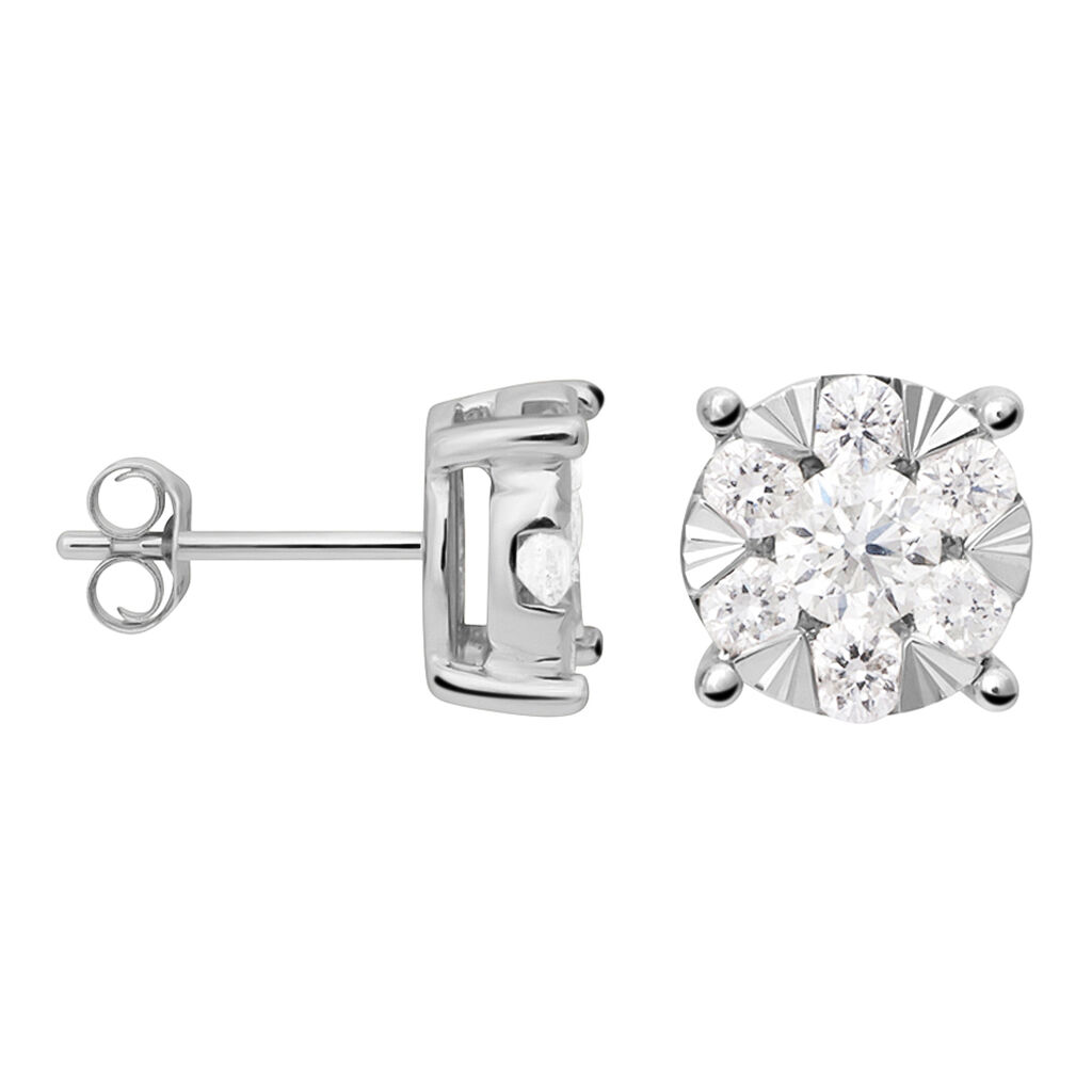 Orecchini Lobo Punto Luce Petali Oro Bianco Diamante - Orecchini a Lobo Donna | Stroili