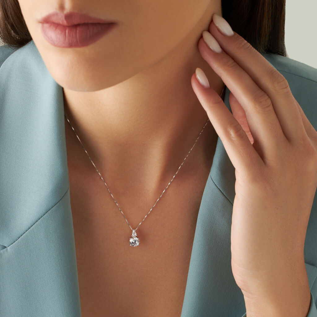 Collana Doppio Punto Luce Claire Oro Bianco Cubic Zirconia