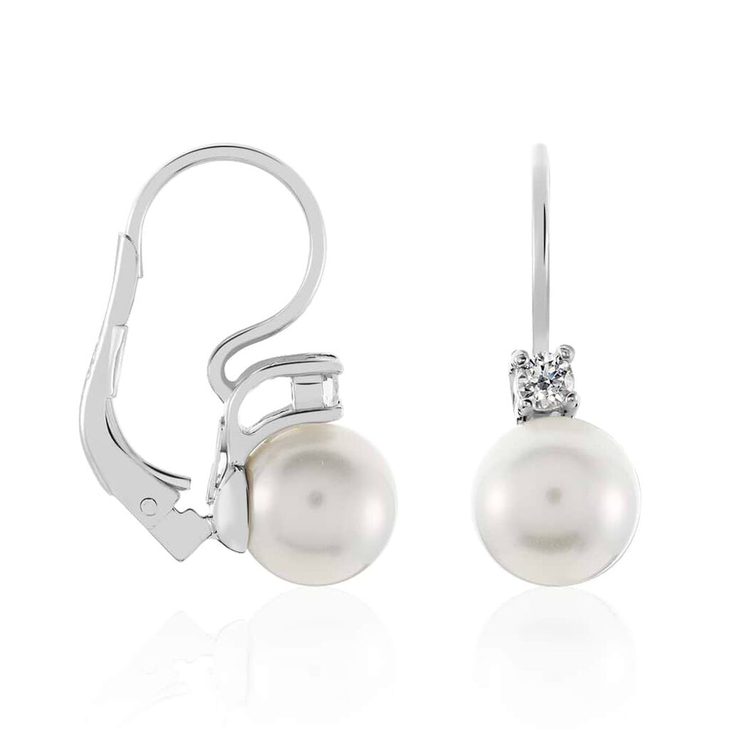 Orecchini Pendenti Silver Pearls Argento Rodiato Perla sintentica Cubic Zirconia