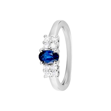 Anello Solitario Elizabeth Crown Oro Bianco Zaffiro Diamante - Anelli con Pietre Donna | Stroili