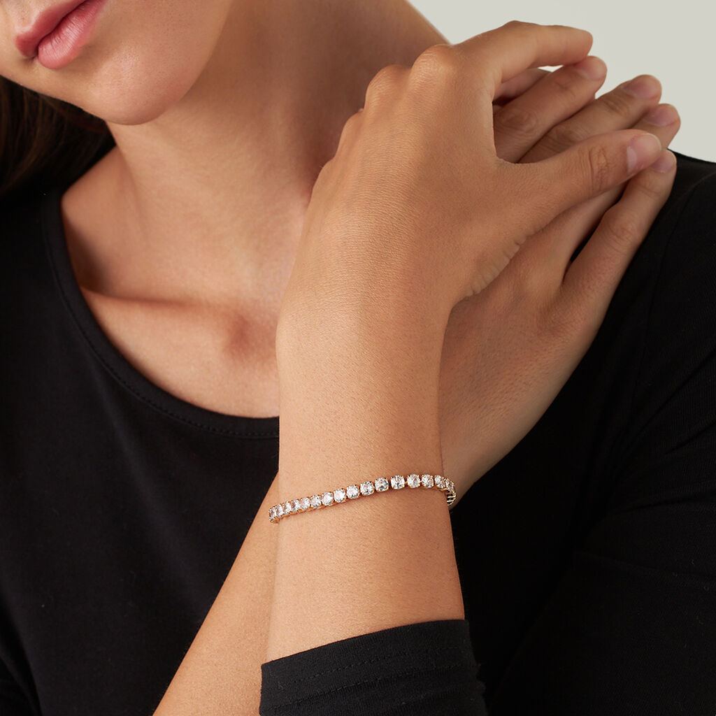 Bracciale Tennis Romantic Shine Metallo Dorato Cristallo - Bracciali Tennis Donna | Stroili