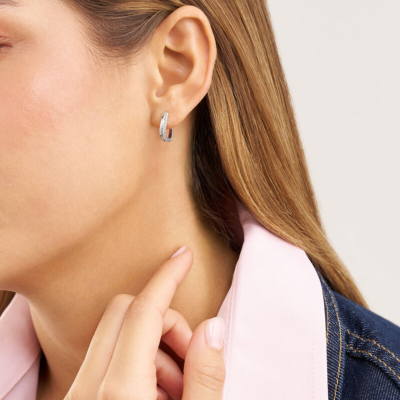 Orecchini A Cerchio Desideria Argento Nobile Rodiato Cubic Zirconia - Orecchini a Cerchio Donna | Stroili