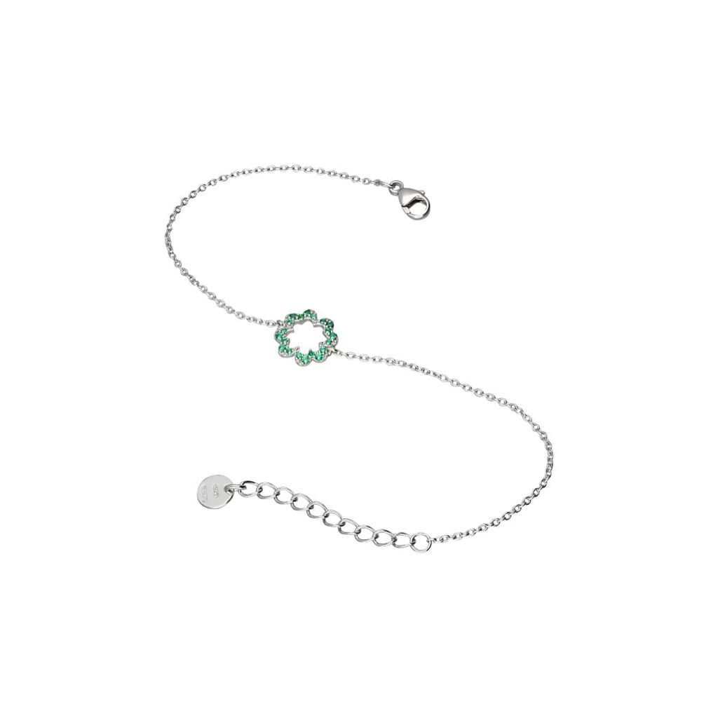 Bracciale quadrifoglio in argento e zirconi verdi - Bracciali Amicizia Donna | Stroili