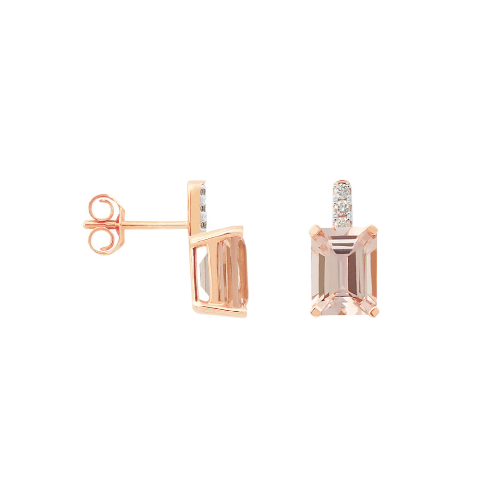 Orecchini Lobo Jasmine Oro Rosa Morganite Diamante - Orecchini a Lobo Donna | Stroili