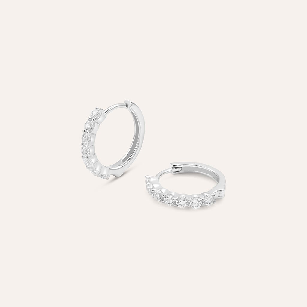 Orecchini A Cerchio Claire Oro Bianco Cubic Zirconia - Orecchini a Cerchio Donna | Stroili