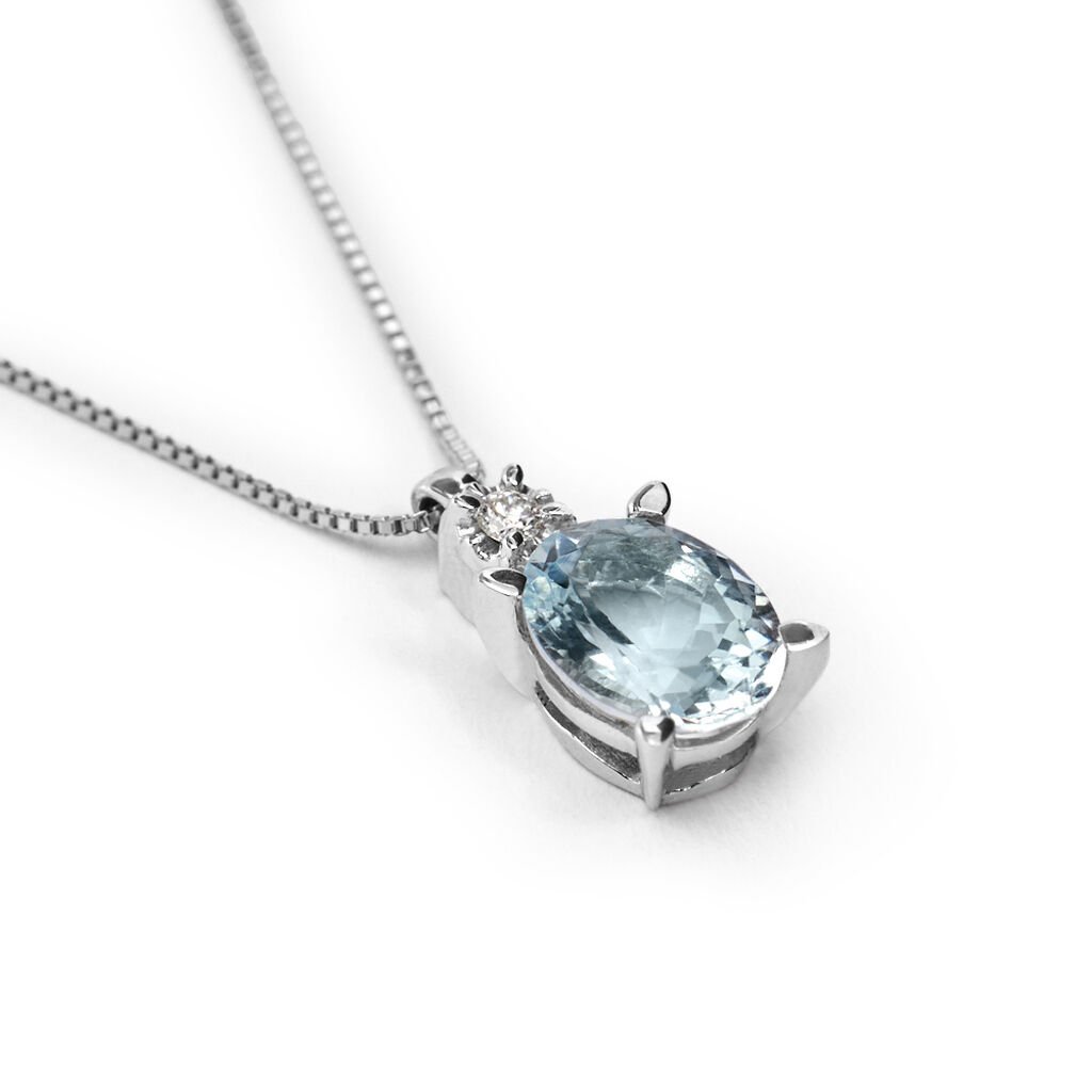 Collana Punto Luce Acquamarina Oro Bianco Acquamarina Diamante - Collane Punto Luce Donna | Stroili