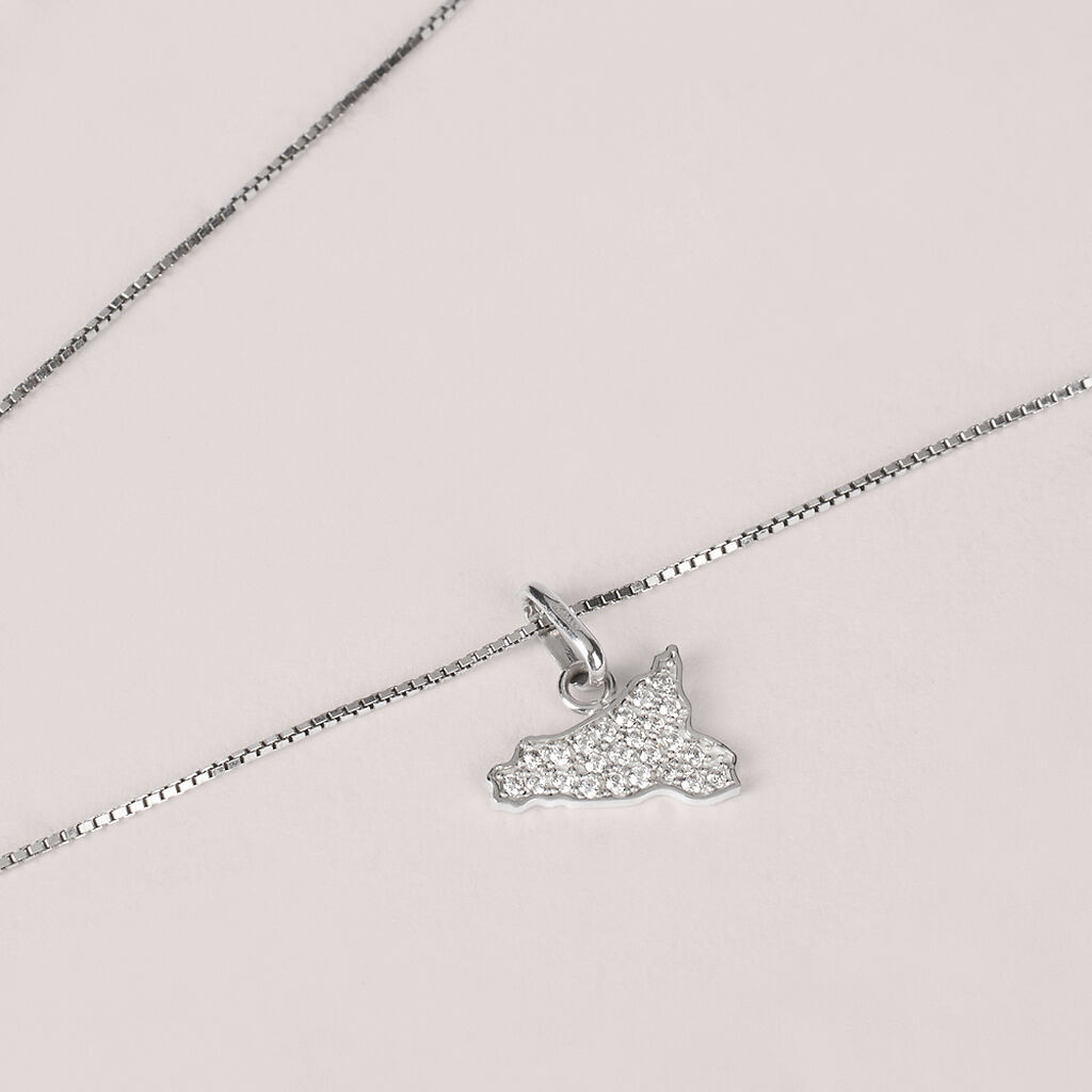 Pendente Saluti&Baci Sicilia Love Beats Argento Rodiato Cubic Zirconia - Ciondoli Donna | Stroili
