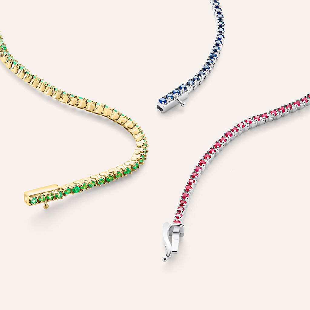 Bracciale Tennis Charlotte Oro Bianco Zaffiro - Bracciali Tennis Donna | Stroili