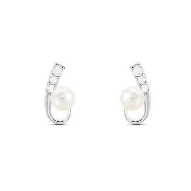Orecchini Lobo Silver Pearls Argento Rodiato Perla sintetica Cubic Zirconia