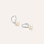 Orecchini A Cerchio Gabrielle Oro Bianco Perla D'Acqua Dolce Cubic Zirconia