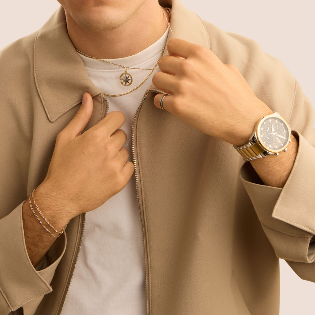 Bracciale Catena Oro Uomo Oro Bicolore