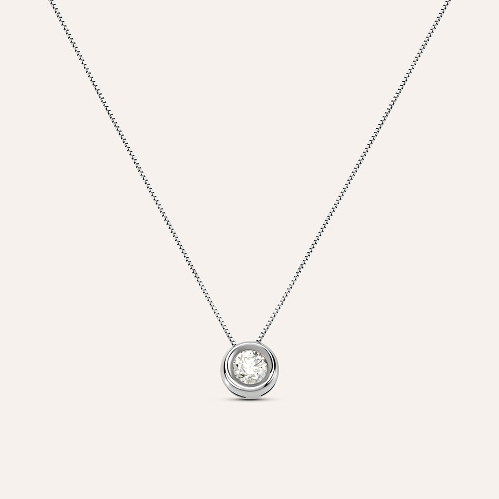 Girocollo punto luce in oro bianco con brillante 0.40 ct - Collane Donna | Stroili