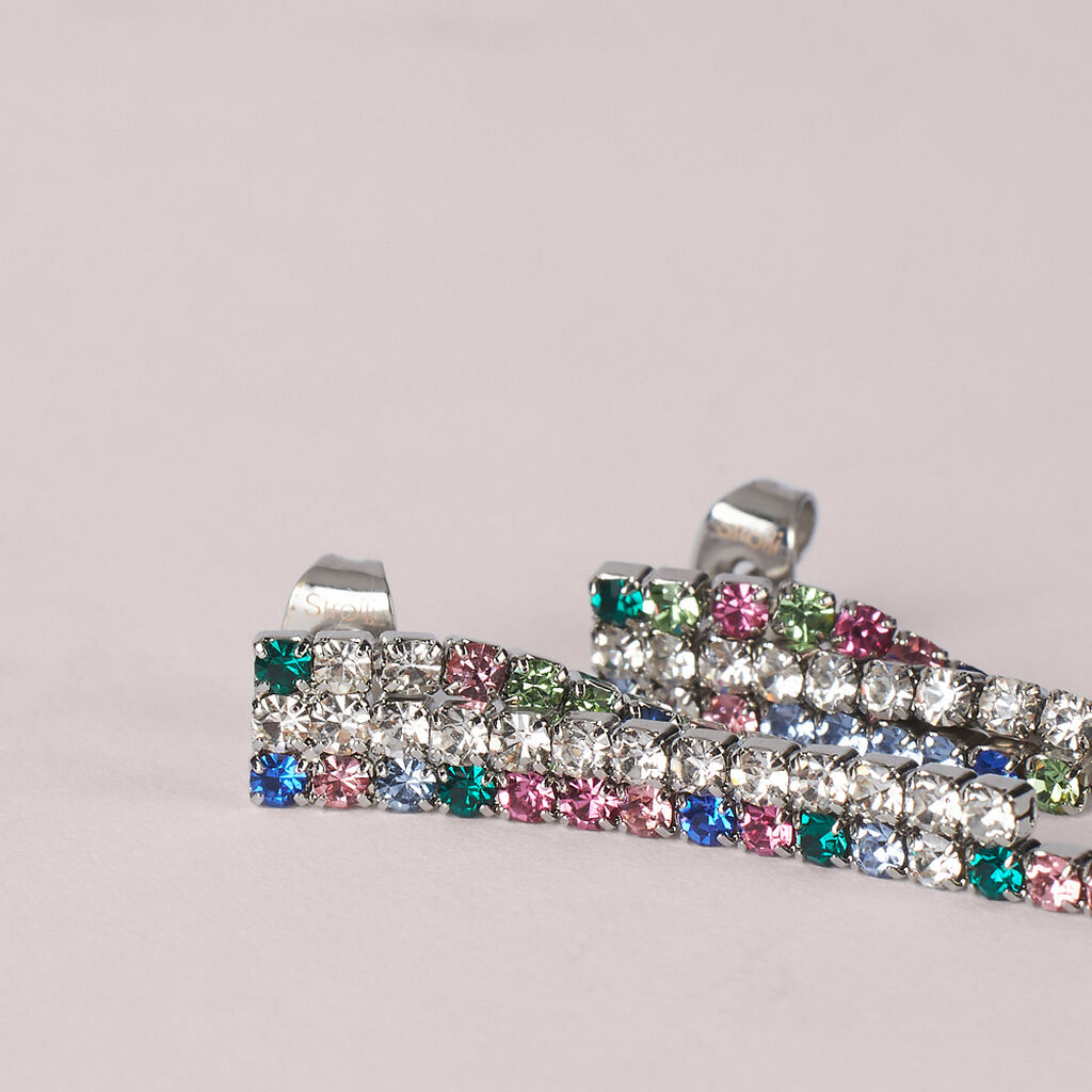 Orecchini Pendenti Tennis Romantic Shine Metallo Cristallo