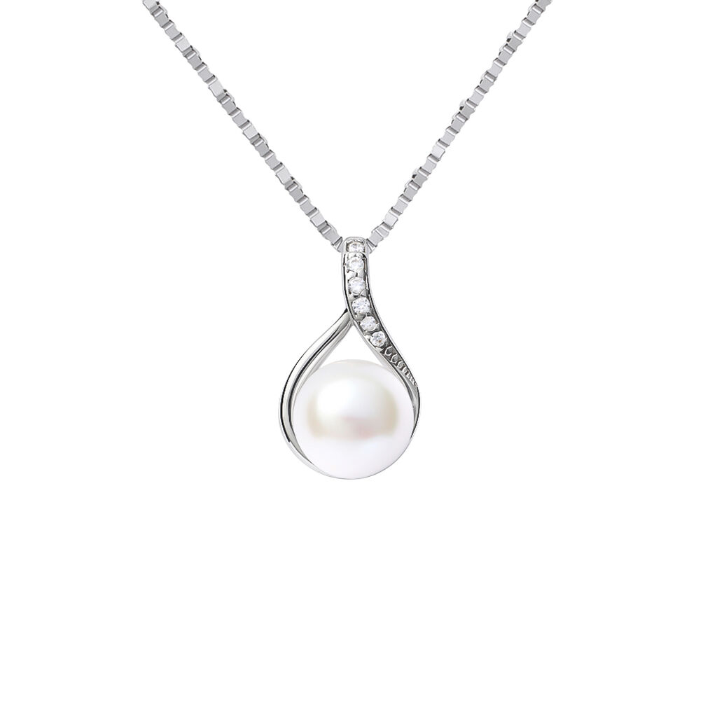 Collana Gabrielle Oro Bianco Perla D'Acqua Dolce Cubic Zirconia - Collane Donna | Stroili