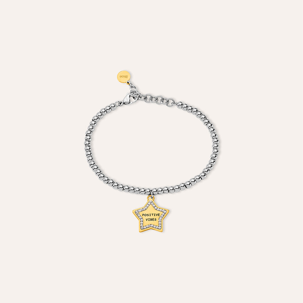 Bracciale Lady Message Acciaio Bicolore Giallo / Bianco Cristallo - Bracciali con Incisione Donna | Stroili