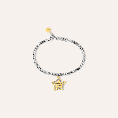 Bracciale Lady Message Acciaio Bicolore Giallo / Bianco Cristallo - Bracciali con Incisione Donna | Stroili
