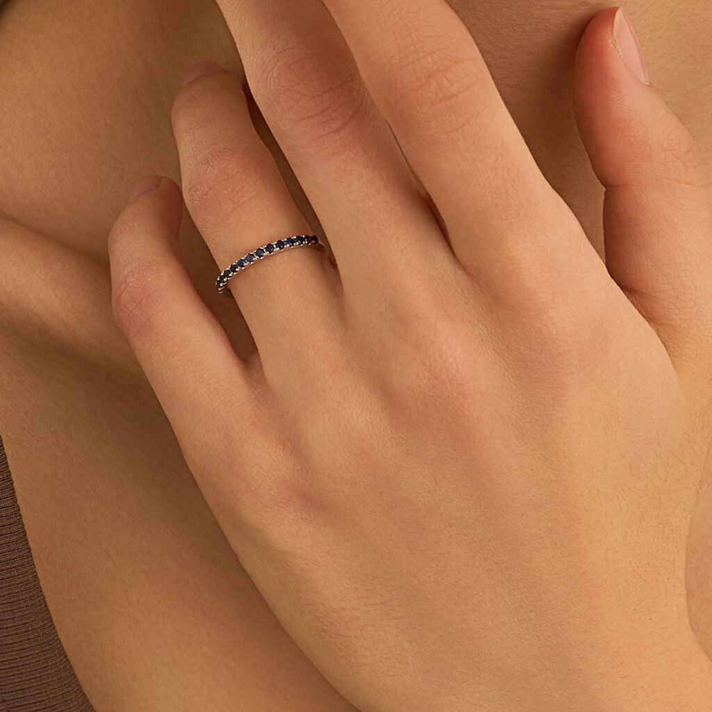 Anello Riviere Charlotte Oro Bianco Zaffiro