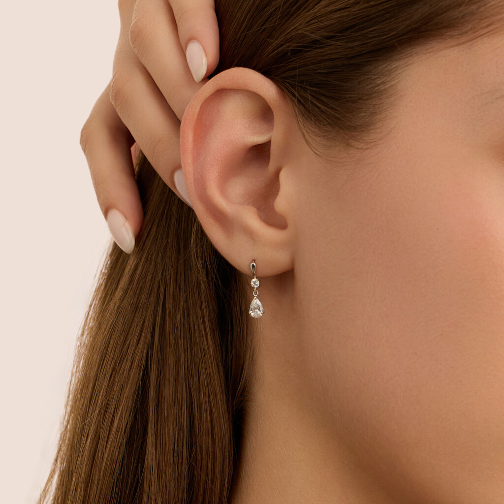 Orecchini Lobo Bon Ton Oro Bianco Cubic Zirconia