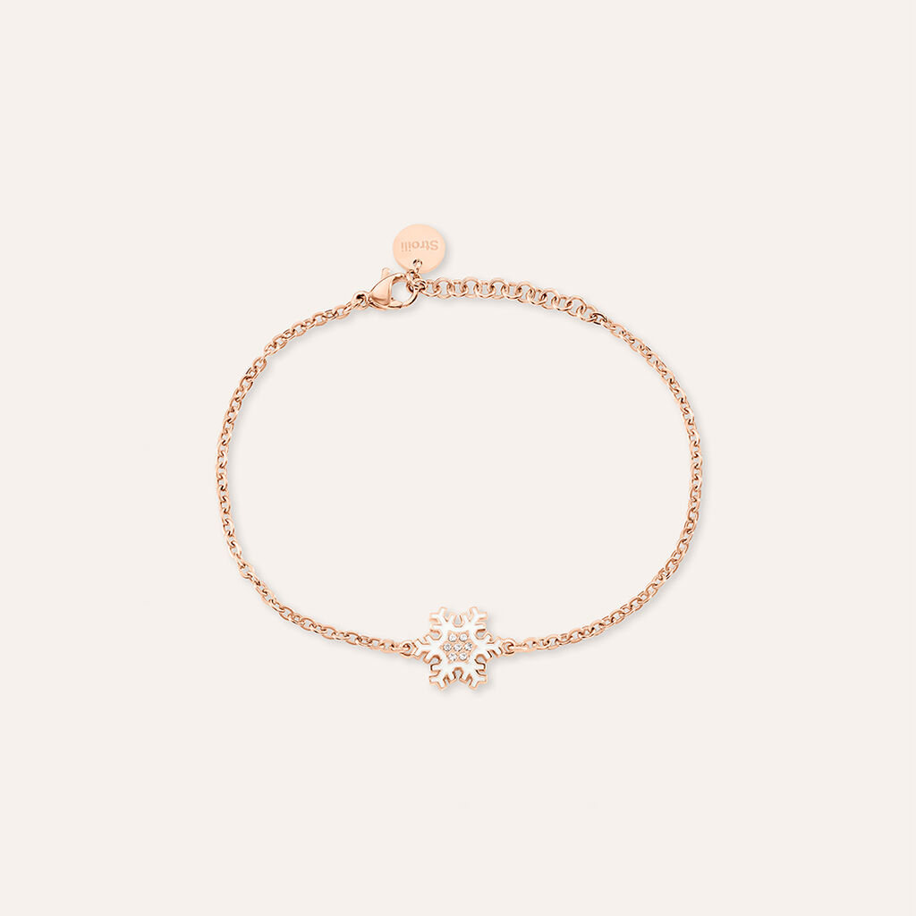 Bracciale Lady Sweet Acciaio Rosato Fiocco di neve e Cristalli