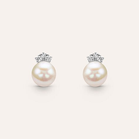 Orecchini Lobo Gold Pearls Oro Bianco Perla D'Acqua Dolce Diamante - Orecchini a Lobo Donna | Stroili