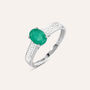 Anello Solitario Charlotte Oro Bianco Smeraldo Diamante