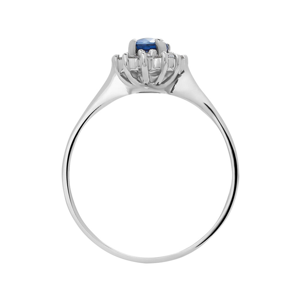 Anello Solitario Elizabeth Crown Oro Bianco Zaffiro Diamante - Anelli con Pietre Donna | Stroili