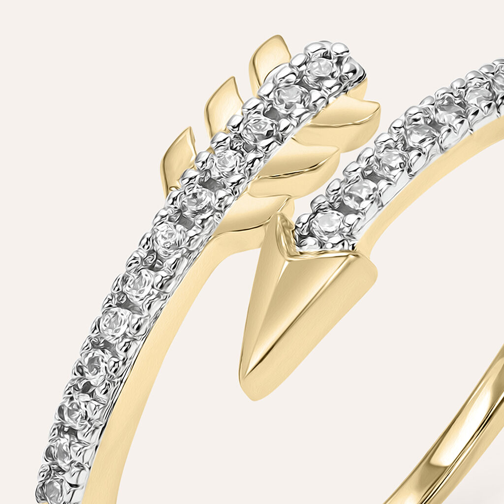 Anello Contrarie Golden Dream Placcato Oro Giallo Cubic Zirconia