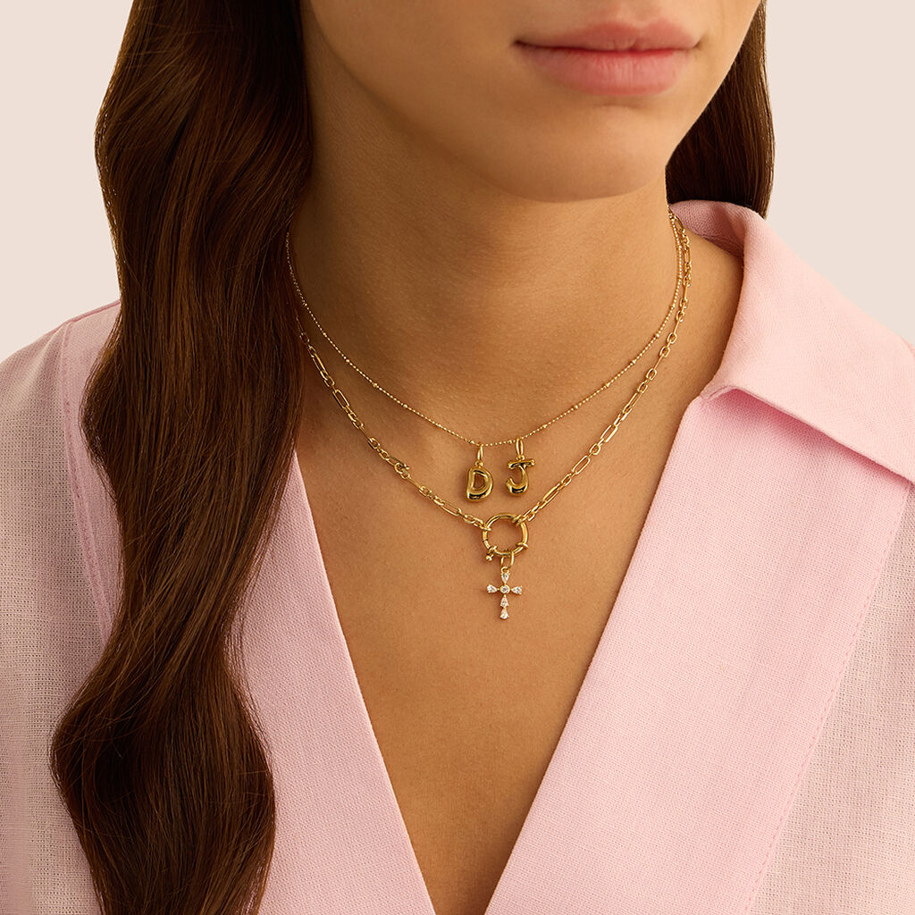 Pendente Love Beats Argento Dorato Cubic Zirconia