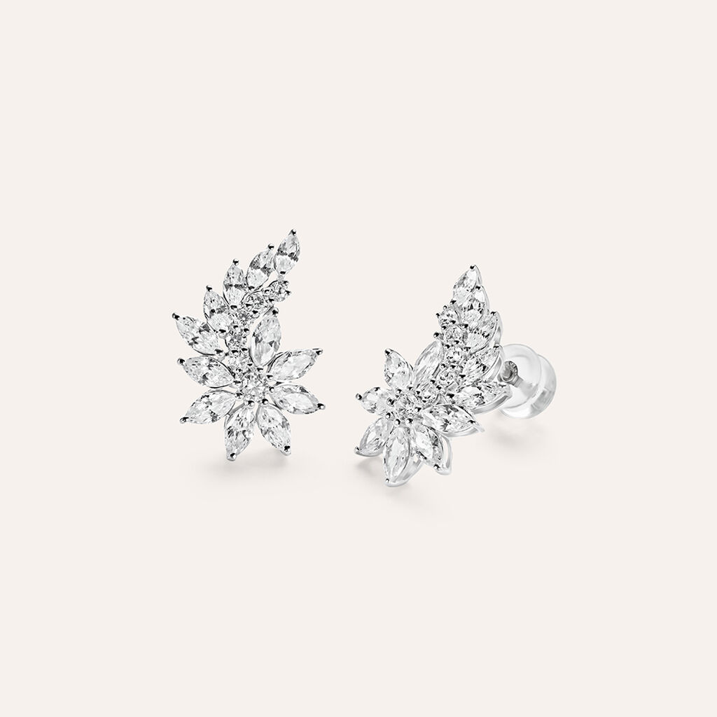 Orecchini Lobo Claire Oro Bianco Cubic Zirconia - Orecchini a Lobo Donna | Stroili