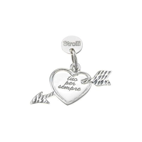 Non ci lasceremo mai. Charm in argento 925 rodiato diamantato con incisione - Charms  | Stroili