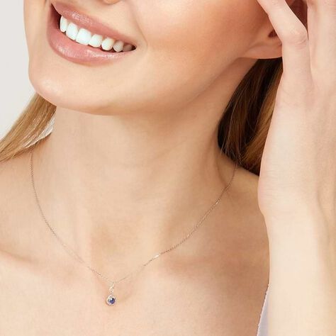 Collana Punto Luce Elizabeth Crown Oro Bianco Zaffiro Diamante - Collane Punto Luce Donna | Stroili