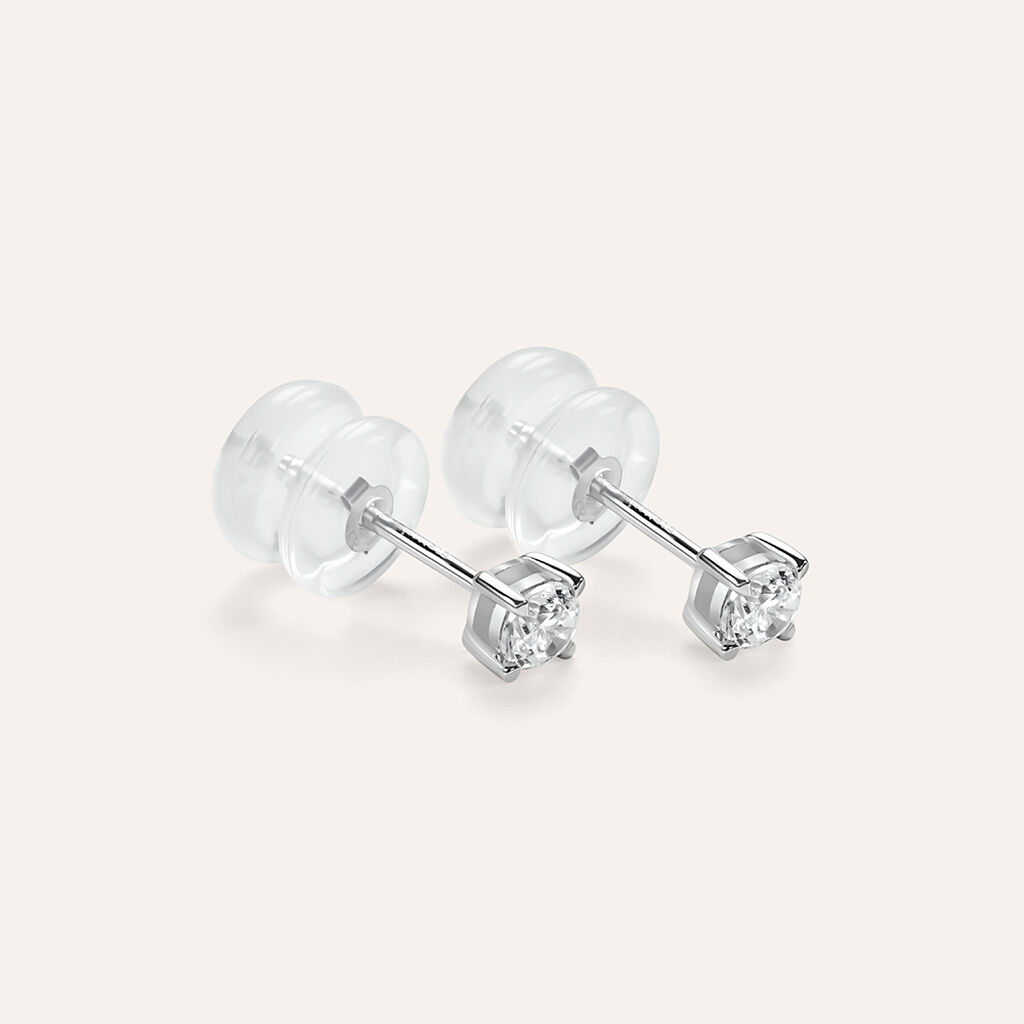 Orecchini Lobo Punto Luce Claire Oro Bianco Cubic Zirconia - Orecchini a Lobo Donna | Stroili