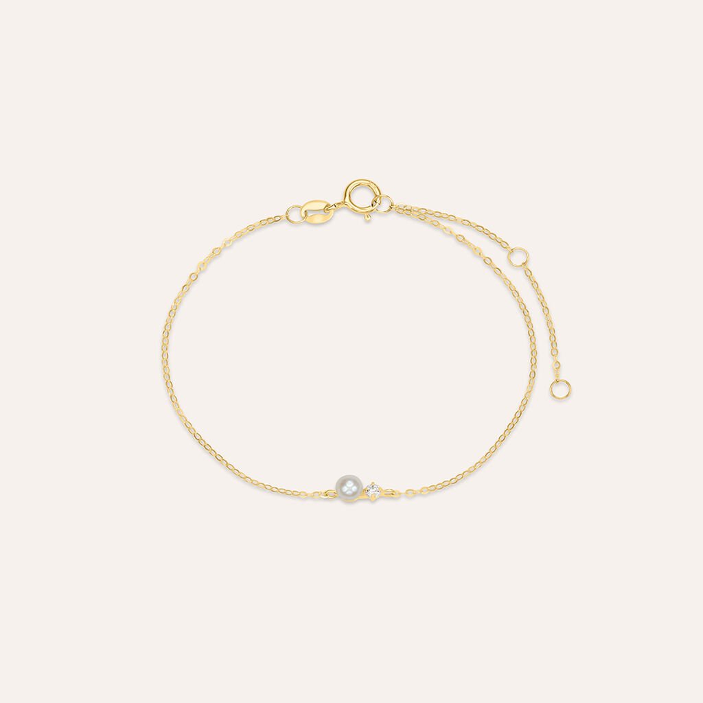 Bracciale Gabrielle Oro Giallo Perla D'Acqua Dolce Cubic Zirconia