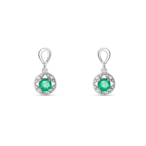 Orecchini Lobo Punto Luce Elizabeth Crown Oro Bianco Smeraldo Diamante - Orecchini a Lobo Donna | Stroili