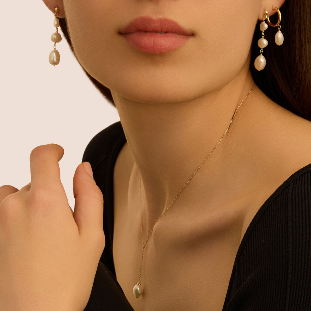 Collana Gabrielle Oro Giallo Perla D'Acqua Dolce