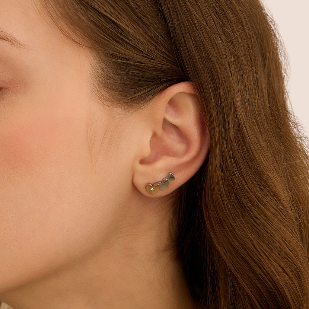 Orecchini Lobo Sunrise Acciaio Bicolore Bianco / Rosa Cristallo