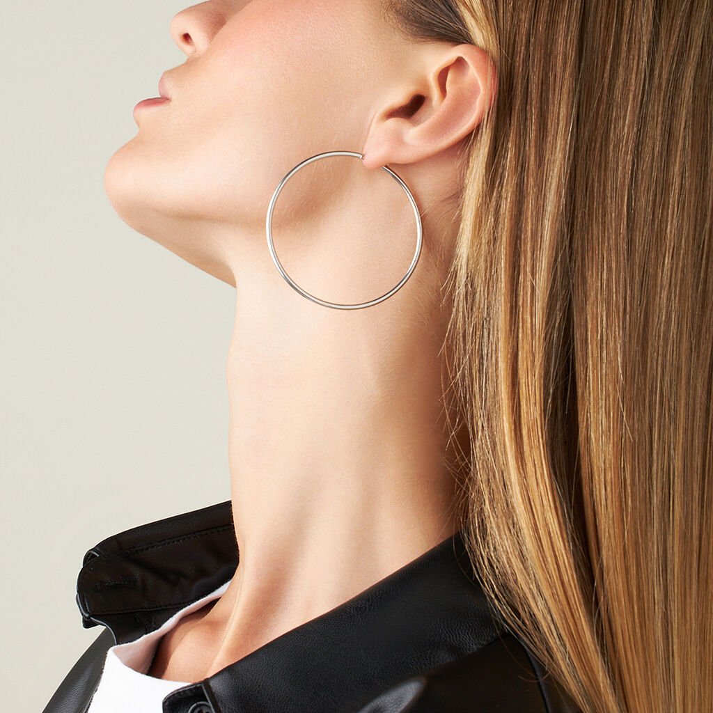 Orecchini A Cerchio Toujours Oro Bianco - Orecchini a Cerchio Donna | Stroili
