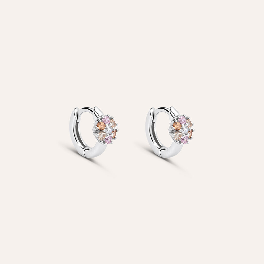 Orecchini A Cerchio Silver Baby Argento Rodiato Cubic Zirconia