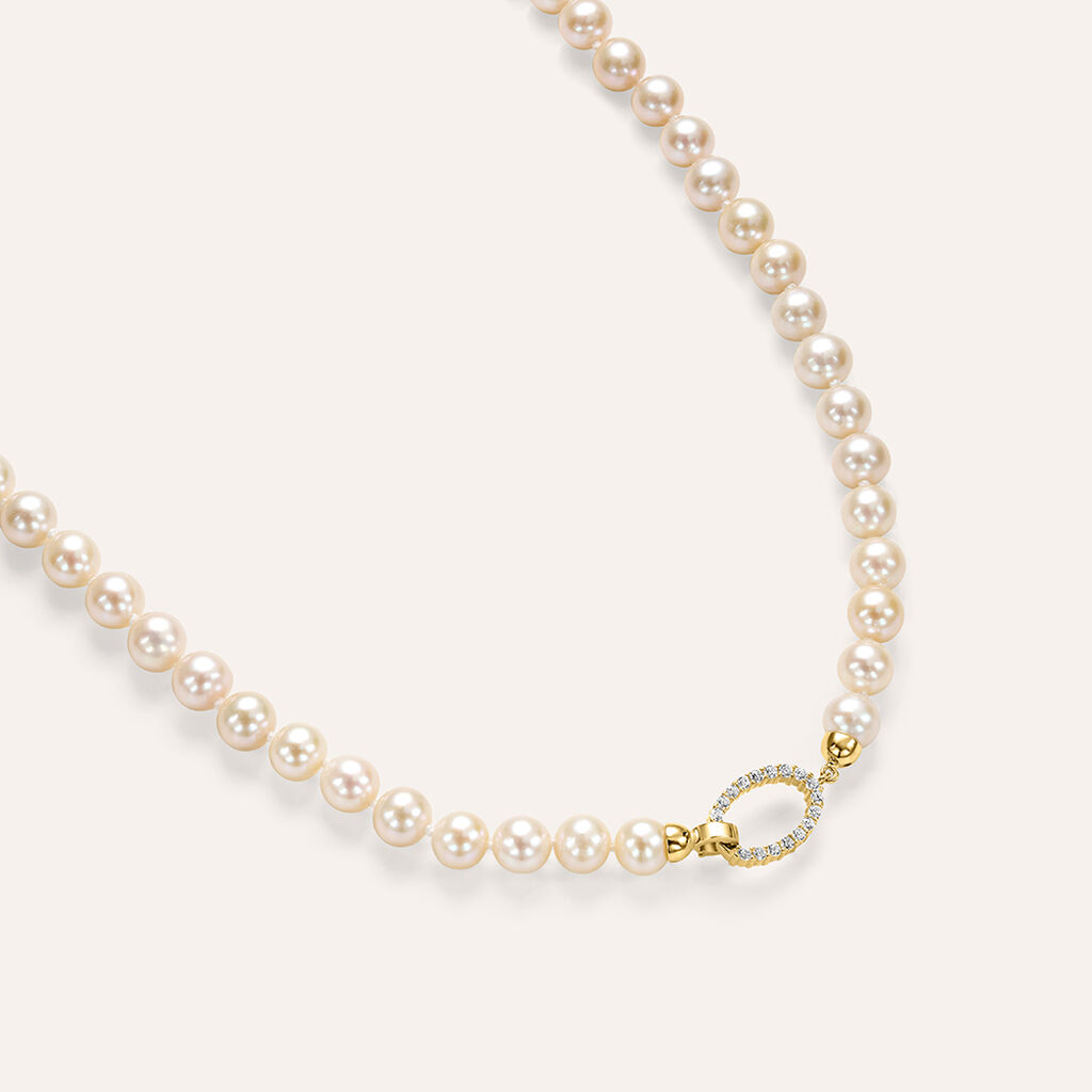 Collana Gabrielle Oro Giallo Perla D'Acqua Dolce