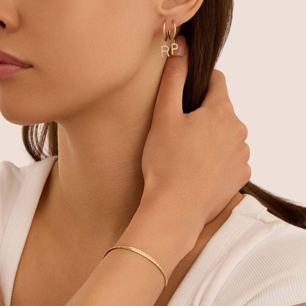 Mono Orecchino A Cerchio Toujours Oro Giallo Cubic Zirconia