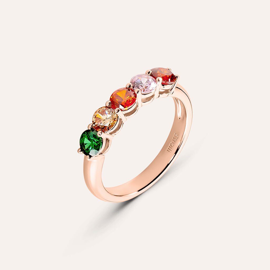 Anello Riviere Silver Rainbow Argento Rosa Cubic Zirconia