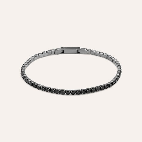 Bracciale Tennis Gentleman Argento Nero Cubic Zirconia - Bracciali Tennis Uomo | Stroili