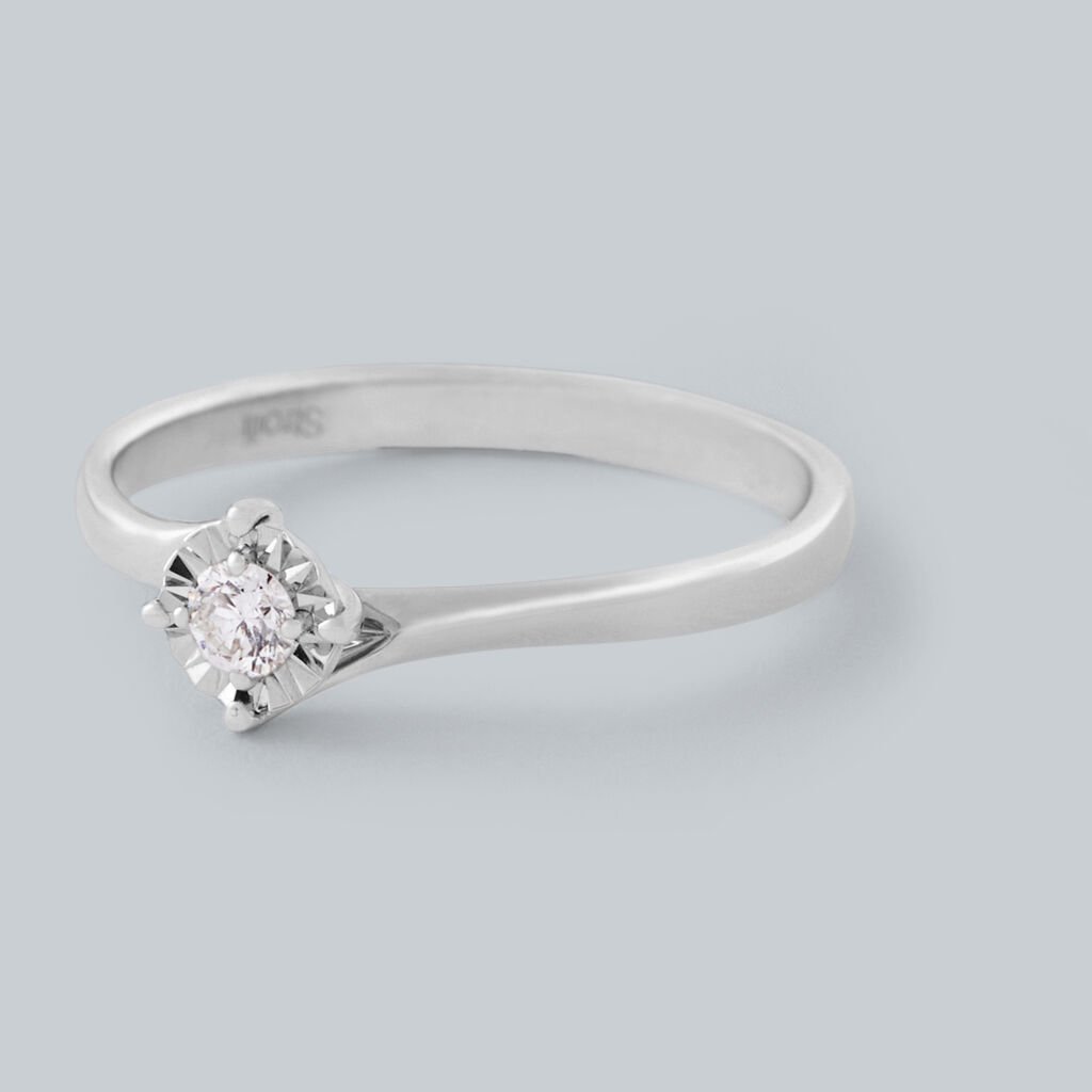 Anello Solitario Valentino Diamotion Oro Bianco Diamante - Anelli con Pietre Donna | Stroili