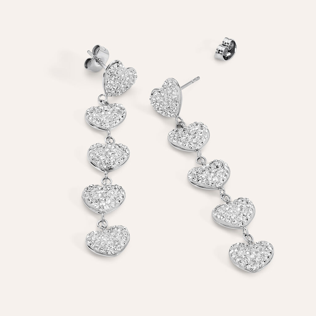 Orecchini Pendenti Aura Acciaio Cristallo