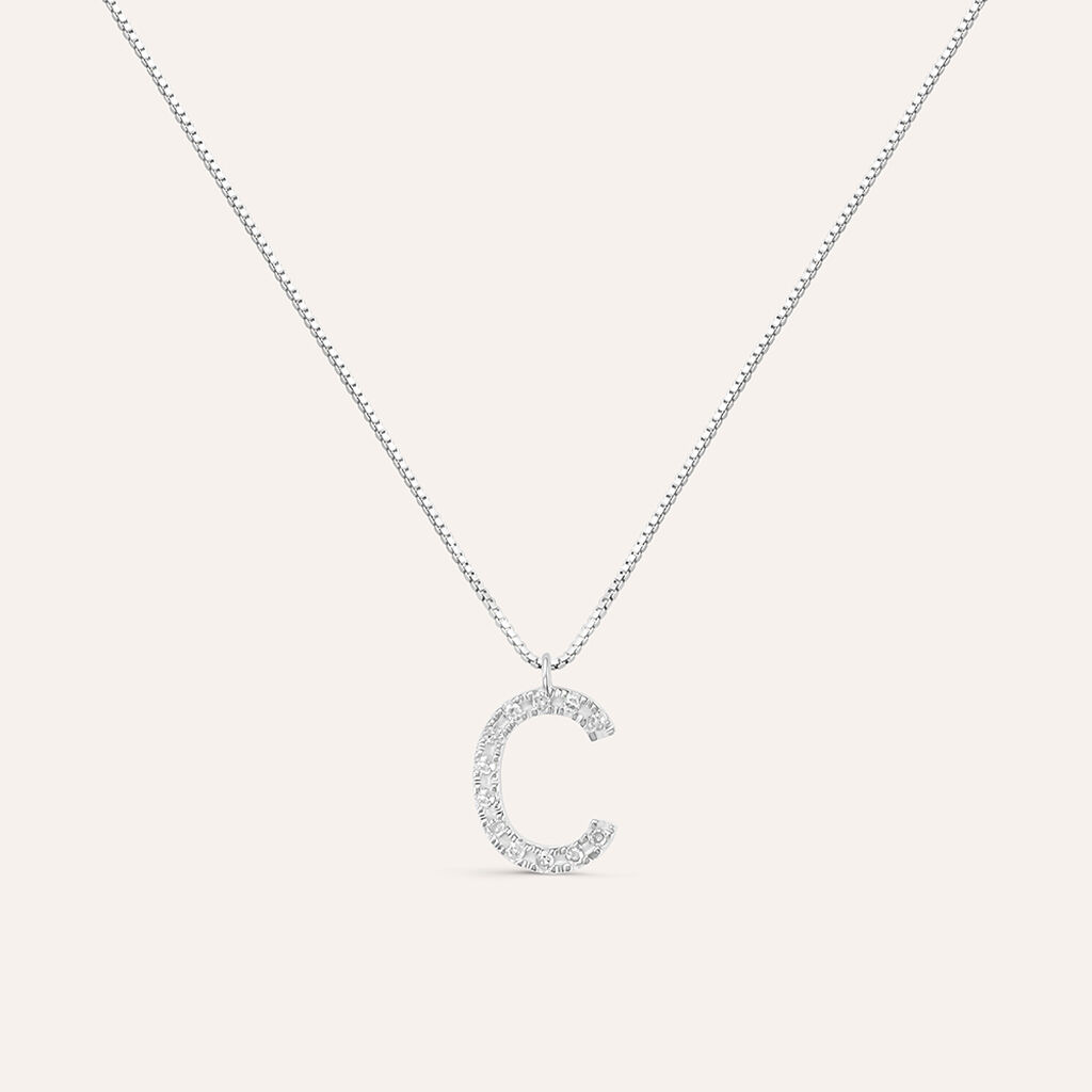 Collana Diamond Letters Oro Bianco Diamante