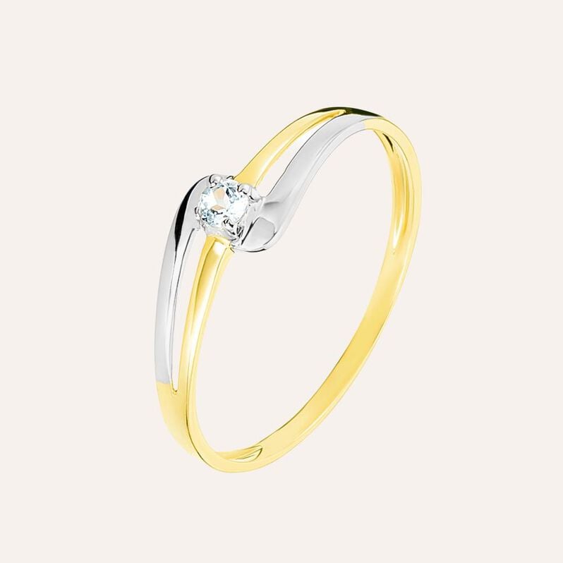 Anello Solitario Amélie Oro Bicolore Topazio - Anelli con Pietre Donna | Stroili