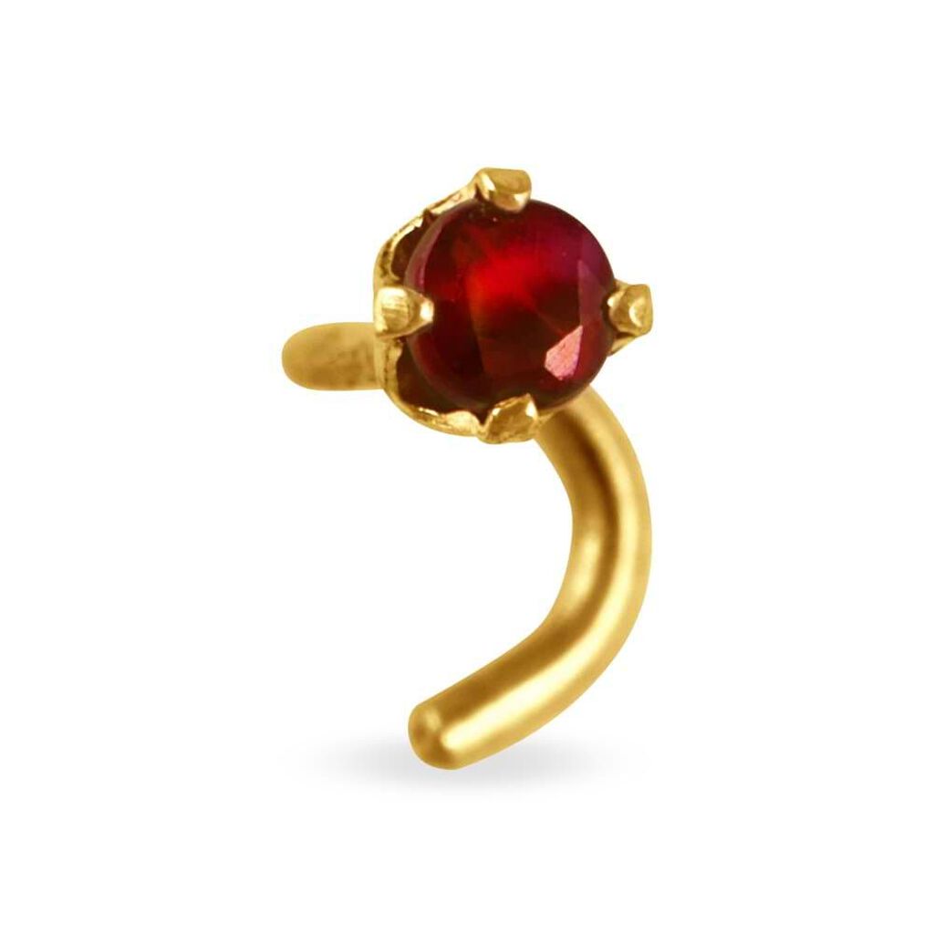 Piercing naso in oro giallo e rubino