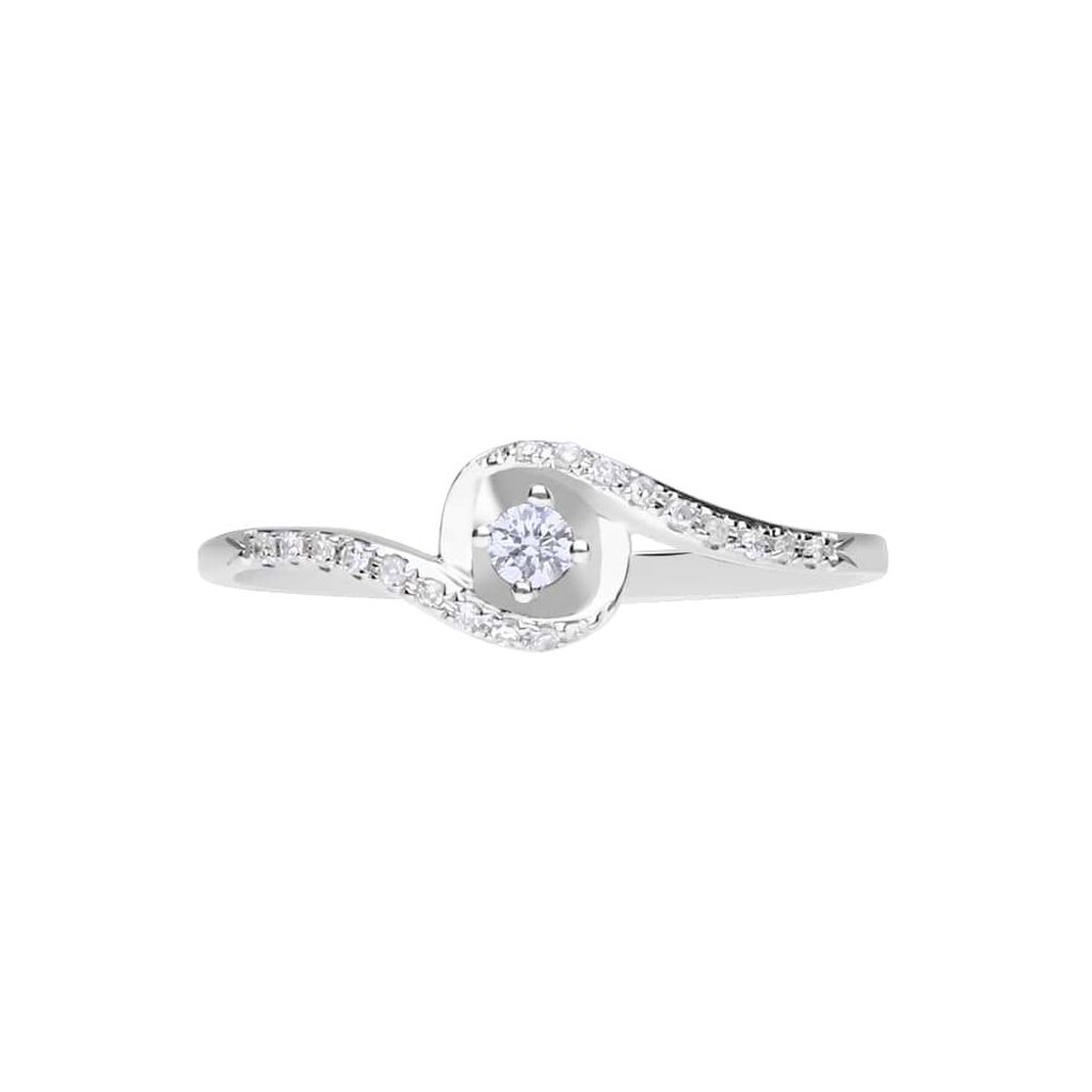 Anello in oro bianco con diamanti 011 ct - Anelli Donna | Stroili