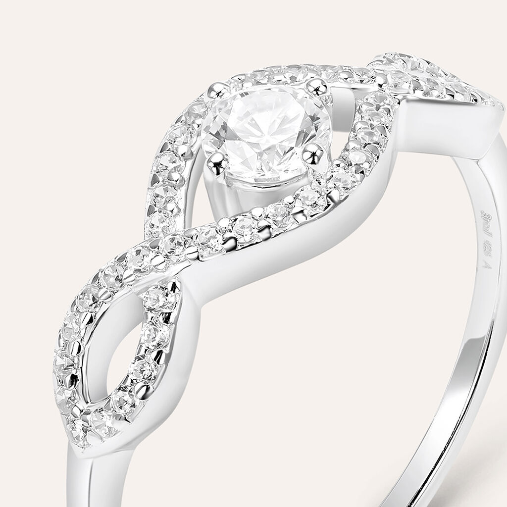 Anello Solitario Silver Elegance Argento Rodiato Cubic Zirconia