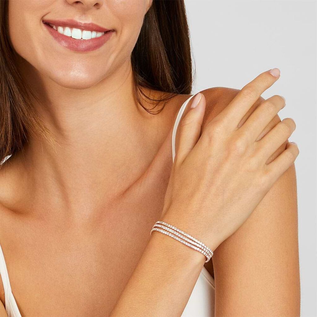 Bracciale Tennis Romantic Shine Metallo Rosa Cristallo - Bracciali Tennis Donna | Stroili